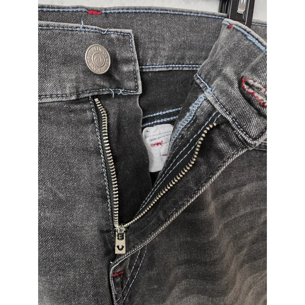 True Religion Men's Ricky SN Flap Straight Jeans in a grey phantom wash 40x34